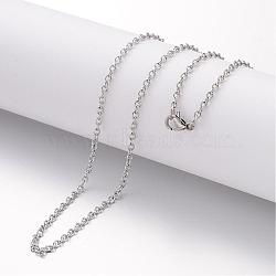 Non-Tarnish 304 Stainless Steel Necklace, Cable Chains, with Lobster Clasps, Stainless Steel Color, 23.6 inch(600mm), 2.3mm(MAK-K004-06P)