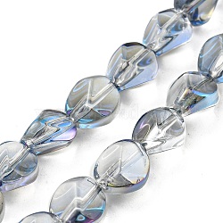 Full Rainbow Plated Electroplate Transparent Glass Beads Strands, Faceted Polygon, Light Grey, 7.5x6x6.8mm, Hole: 1mm, about 90pcs/strand, 26.85 inch(68.2cm)(EGLA-G037-04A-FR01)