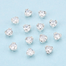 Sew on Rhinestone, with Brass Prong Settings, Long-Lasting Plated, Flat Round, Platinum, 3.5x2.5mm, Hole: 0.6~0.7mm, about 1440pcs/set(KK-T070-04P)