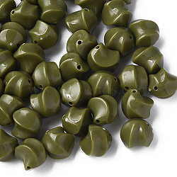 Opaque Acrylic Beads, Twist, Dark Olive Green, 14.5x14x14mm, Hole: 1.6mm, about 390pcs/500g(MACR-S373-139-A12)