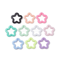 Opaque Acrylic Pendants, Star, Mixed Color, 28.5x29.5x4mm, Hole: 1.8mm, about 69pcs/100g(X1-MACR-M042-02)