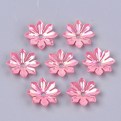 Opaque AS Plastic Bead Caps, Pearlized, Flower, Hot Pink, 35.5~36x35.5~36x7mm, Hole: 4.5mm, about 370pcs/500g(MACR-S365-01E)