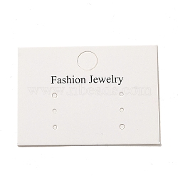 Paper Display Card with Word Fashion Jewelry, Used For Earrings, Rectangle, White, 4x5.5x0.05cm(CDIS-L009-06)