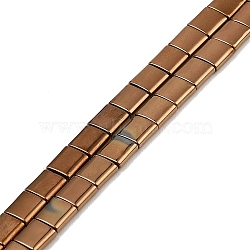 Electroplated Non-magnetic Synthetic Hematite Beads Strands, Square, 2-Hole, Sienna, 5x5x2mm, Hole: 0.8mm, about 74pcs/strand, 15.75 inch(40cm)(G-G089-B02-11)