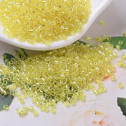 MIYUKI Delica Beads, Cylinder, Japanese Seed Beads, 11/0, (DB0171) Transparent Yellow AB, 1.3x1.6mm, Hole: 0.8mm, about 10000pcs/bag, 50g/bag(SEED-X0054-DB0171)
