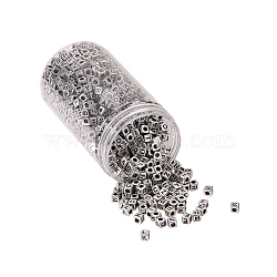 Acrylic Beads, Cube, Mixed Letters, Antique Silver Plated, Antique Silver Plated, 6x6x6mm, Hole: 3mm, 1000pcs/box,(OACR-CJ0001-05)