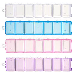 Polypropylene(PP) 7 Grid Pill Box, with Hinged Lids, with Days of the Week, Rectangle, Mixed Color, 3.5x16x2.3cm, Inner Size: 2x2.8cm, 8pcs/set(CON-FH0001-10)