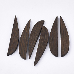 Wenge Wood Cabochons, Undyed, Teardrop, Coconut Brown, 44.5x8.5x3mm(WOOD-S053-33)