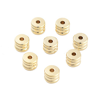 Brass Beads, Cadmium Free & Lead Free, Column, Real 24K Gold Plated, 4x3mm, Hole: 1mm