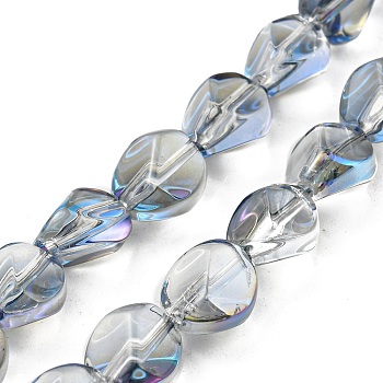 Full Rainbow Plated Electroplate Transparent Glass Beads Strands, Faceted Polygon, Light Grey, 7.5x6x6.8mm, Hole: 1mm, about 90pcs/strand, 26.85 inch(68.2cm)