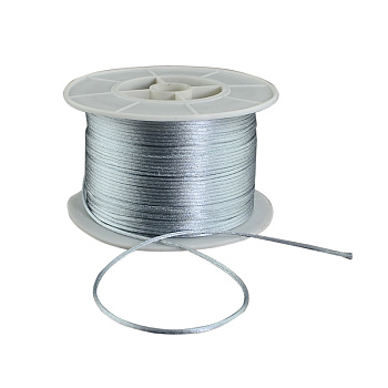 Round Nylon Thread, Rattail Satin Cord, for Chinese Knot Making, Light Grey, 1mm, 100yards/roll