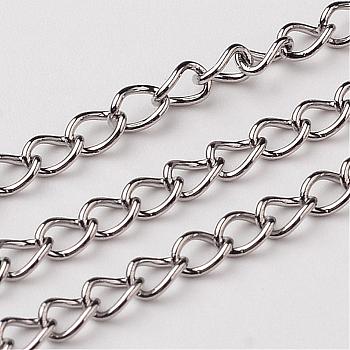 304 Stainless Steel Curb Chains, with Spool, Stainless Steel Color, 4x3x0.5mm, about 32.8 Feet(10m)/roll