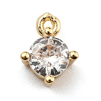 Brass Micro Pave Cubic Zirconia Charms, Golden, 7x5.5x4mm, Hole: 1mm