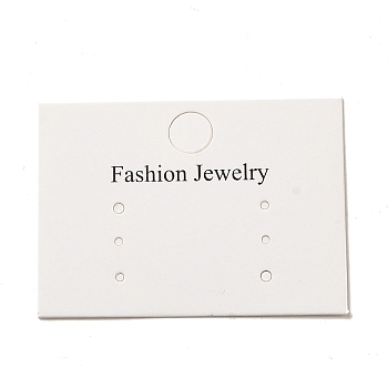 Paper Display Card with Word Fashion Jewelry, Used For Earrings, Rectangle, White, 4x5.5x0.05cm
