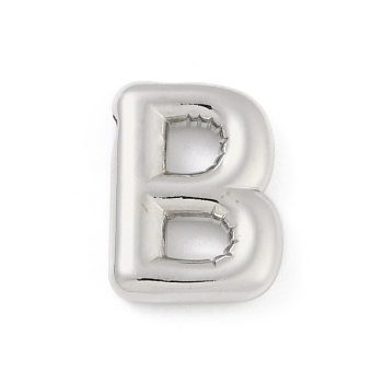 Rack Plating Brass Pendants, Long-Lasting Plated, Lead Free & Cadmium Free, Platinum, Letter B, 18x13x4mm, Hole: 1.8mm