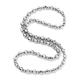 Electroplated Synthetic Non-magnetic Hematite Round & Drum Beaded Necklaces, Platinum Plated, 20.67 inch(52.5cm)