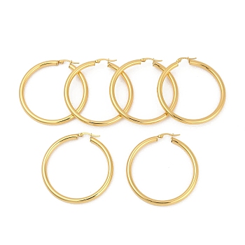 304 Stainless Steel Hoop Earrings, Hypoallergenic Earrings, Ring Shape, Golden, 6 Gauge, 57x54.5x4mm, Pin: 0.8mm