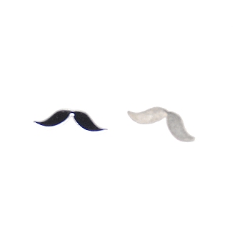 Mustache Brass Cabochons, Nail Art Decoration Accessories for Women, Platinum, 2x6x0.01mm, about 1000pcs/bag