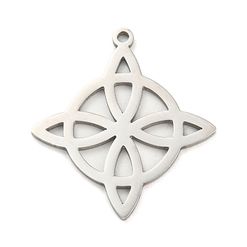 304 Stainless Steel Pendants, Laser Cut, Witches Knot Wiccan Symbol Charm, Stainless Steel Color, 27x25x1mm, Hole: 1.4mm