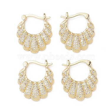 boucles d'oreilles créoles en zircone cubique transparente fleur(EJEW-M216-09G)-4