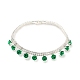 Green Cubic Zirconia Diamond Charm Bracelet with Rack Plating Brass Link Chains(BJEW-Q771-03S)-1