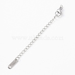 304 Stainless Steel Chain Extender with Oval Charms, Stainless Steel Color, 72mm(STAS-G383-09P)