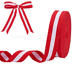 50 Yards Tricolor Polyester Striped Grosgrain Ribbon, Clothes Accessories, Red, 1-5/8 inch(40mm), about 50.00 Yards(45.72m)/Roll(OCOR-WH0112-004B)