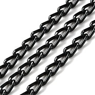Oxidation Aluminum Faceted Curb Chains, Diamond Cut Chains, Unwelded, with Spool, Black, 6.5x3.5x1mm, about 328.08 Feet(100m)/Roll(CHA-E003-12EB)