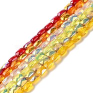 Transparent Electroplate Glass Beads Strands, AB Color, Faceted Rectangle, Mixed Color, 7x4.5x3.5mm, Hole: 1.2mm, about 77~71pcs/strand, 21.06''~22.44''(53.5~57cm)(GLAA-Q099-G01-M02)