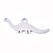 Non-Tarnish 201 Stainless Steel Pendants, Laser Cut, Dinosaur, Stainless Steel Color, 9.5x26x0.9mm, Hole: 1.8mm(STAS-S081-055)