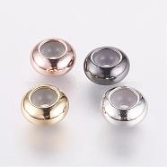 Rack Plating Brass Spacer Beads, Long-Lasting Plated, Flat Round, Mixed Color, 8x4mm, Hole: 1.5mm(KK-E681-01)
