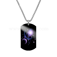 Stainless Steel Constellation Tag Pendant Necklace with Box Chains, Libra, 23.62 inch(60cm)(ZODI-PW0006-01G)