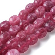 Natural Malaysia Jade Beads Strands, Faceted, Oval, Dyed and Heated, Old Rose, 10.5~13x8.5~10x7~10mm, Hole: 1.2mm, about 31~32pcs/strand, 14.57''~15.16''(37~38.5cm)(G-I283-H04-02)