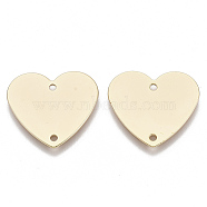 Brass Links, Nickel Free, Heart, Real 18K Gold Plated, 17x18.5x1mm, Hole: 1.4mm(KK-S354-173-NF)