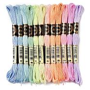 12 Skeins 12 Colors 6-Ply Polyester Embroidery Floss, Cross Stitch Threads, Spring Color Series, Mixed Color, 0.5mm, about 8.75 Yards(8m)/Skein, 12 skeins/set(OCOR-M009-01B-13)