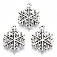 Tibetan Style Alloy Pendants, Lead Free & Cadmium Free, Snowflake, Antique Silver, 19.5x15.5x1.5mm, Hole: 1.8mm, about 600pcs/500g(TIBE-N010-20AS-RS)