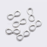 304 Stainless Steel Links connectors, Infinity, Stainless Steel Color, 4.5x10x0.7~1mm, Hole: 2.5x3.3~3.5mm(STAS-F159-03P)