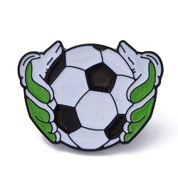 Black Alloy Brooches, Football Enamel Pins, for Backpack Clothe, Palm, 24.5x32x1.5mm(JEWB-G035-04C)