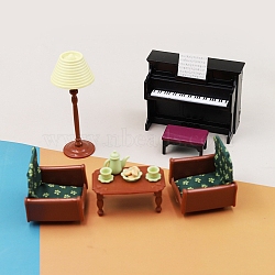 Mini Plastic Sofa & Piano & Lamp & Chair & Table Model, Miniature Dollhouse Decorations Accessories, Chocolate, 40~84x21~45x19~99mm(MIMO-PW0003-017)