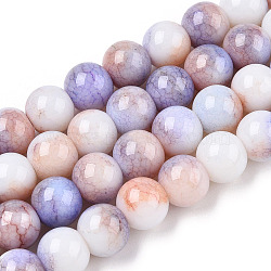 Opaque Crackle Glass Round Beads Strands, Imitation Stones, Round, Sandy Brown, 10mm, Hole: 1.5mm, about 80pcs/strand, 30.31~31.10 inch(77~79cm)(GLAA-T031-10mm-01B-B)