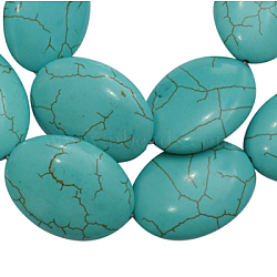 Synthetical Howlite Beads, Dyed, Oval, Turquoise, 35x25mm, Hole: 1mm(X-TURQ-G558-10)