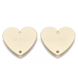 Brass Links, Nickel Free, Heart, Real 18K Gold Plated, 17x18.5x1mm, Hole: 1.4mm(KK-S354-173-NF)