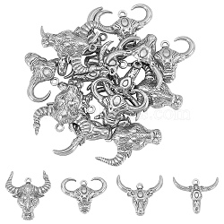 16Pcs 4 Styles 304 Stainless Steel Pendants, OX Head, Mixed Color, 4pcs/style(STAS-UN0023-38)