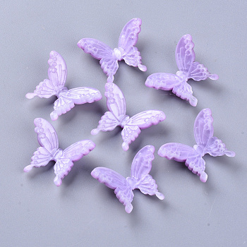 Cellulose Acetate(Resin) Cabochons, Butterfly, Lilac, 17~18x21~22x7~8mm