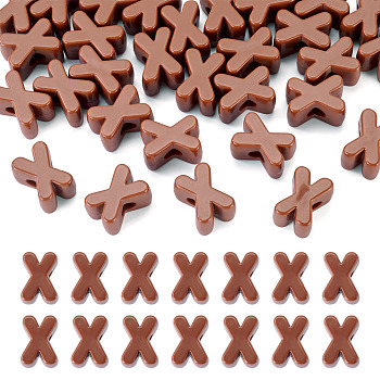 Opaque Acrylic European Beads, Saddle Brown, Large Hole Bead, Letter X, 21x15.5x4mm, Hole: 6mm