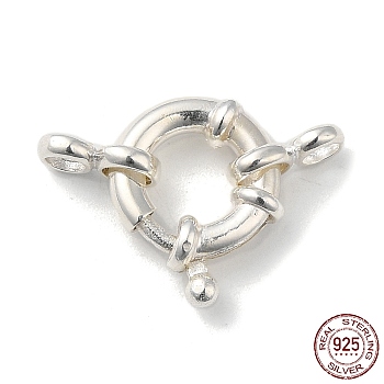 925 Sterling Silver Spring Ring Clasps, Silver, 21.5x10x2.5mm, Hole: 2.2mm