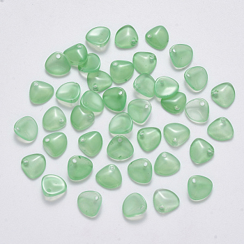 Imitation Jade Glass Charms, Petaline, Medium Aquamarine, 7x8x2.5mm, Hole: 1mm