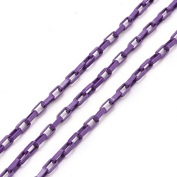 Spray Painted Brass Cable Chain, with Spool, Unwelded, Purple, 3.5x2x1mm, 32.8 Feet(10m)/roll