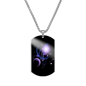 Stainless Steel Constellation Tag Pendant Necklace with Box Chains, Libra, 23.62 inch(60cm)