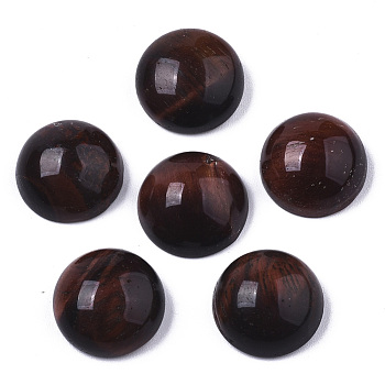 Natural Red Tiger Eye Cabochons, Half Round, 12x6mm